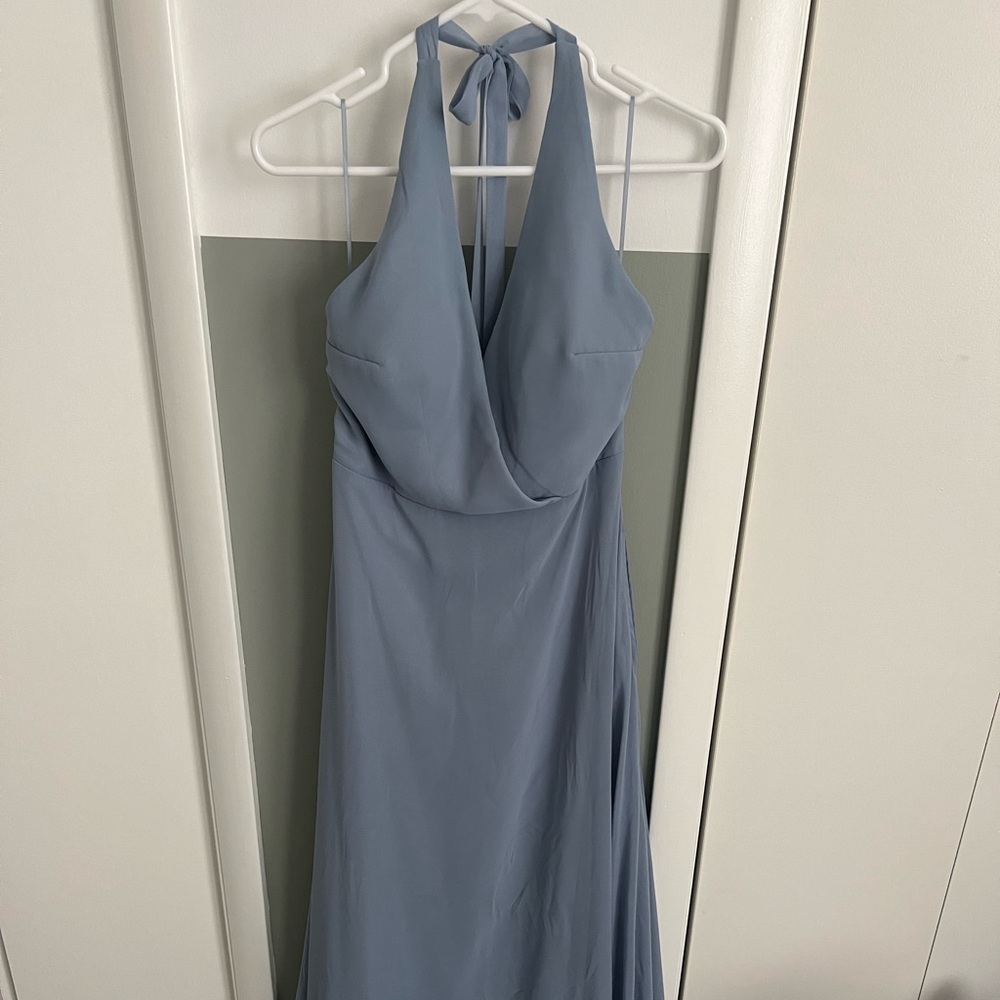 Dusty Blue halter-  Birdy Grey bridesmaid dress